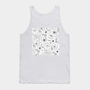 Elegant Roses Floral Black Line art Tank Top